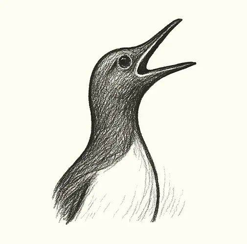 An icon illustrating a bird that is vocalizing.